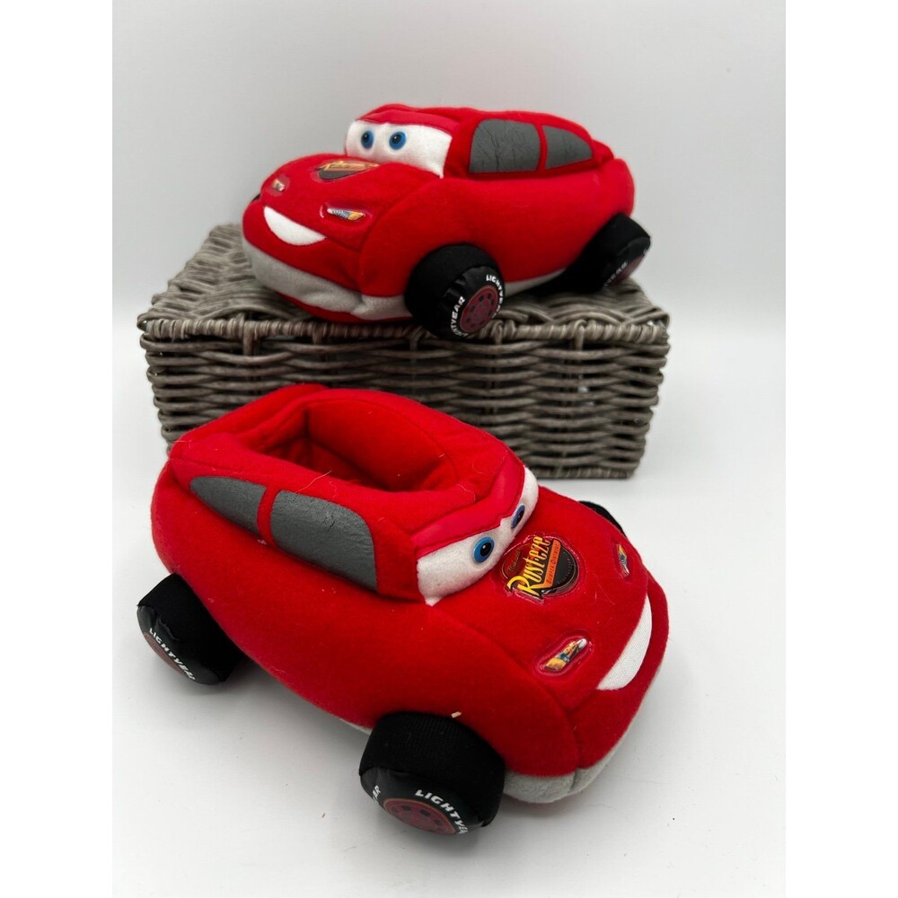 Disney Pixar Cars Lightning McQueen Plush Slippers Toddler Size 5-6 House Shoes